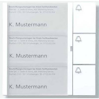 Un campanello bianco con quattro pulsanti nominativi, tutti etichettati con 'K. Mustermann'. Ogni pulsante contiene un simbolo di campana.