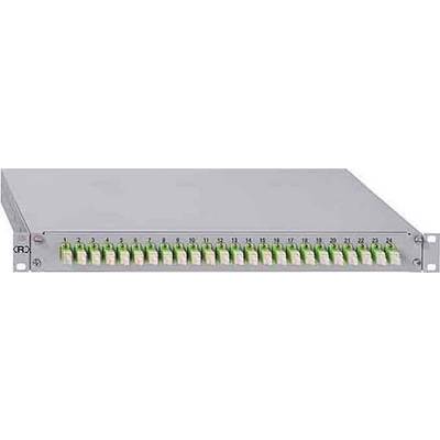 Un patch panel da 24 porte, distribuite uniformemente in una riga orizzontale. Ideale per cablaggio e connessioni di rete.