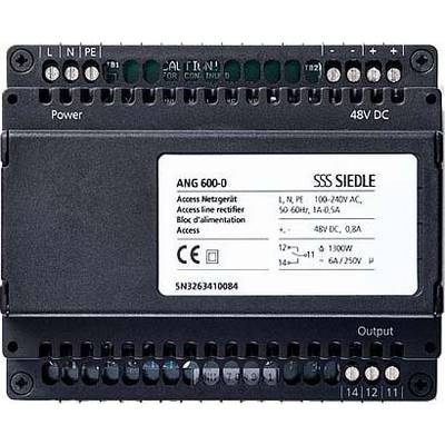 Unità centrale di alimentazione del marchio SSS Siedle, modello ANG 600-0, con specifiche tecniche al centro del dispositivo, uscita 48V DC.