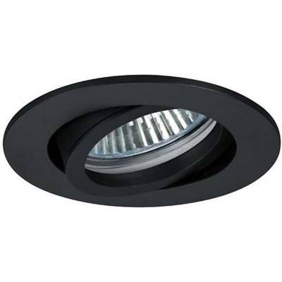 Lampada da incasso nera orientabile con riflettore scanalato, adatta per un'illuminazione mirata in ambienti interni moderni.