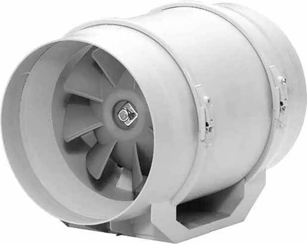 Ventilatore con involucro cilindrico e pale radiali, idoneo per sistemi di ventilazione in edifici.