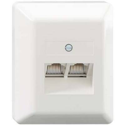 Due connettori Ethernet su una presa a muro bianca per connessioni di rete.