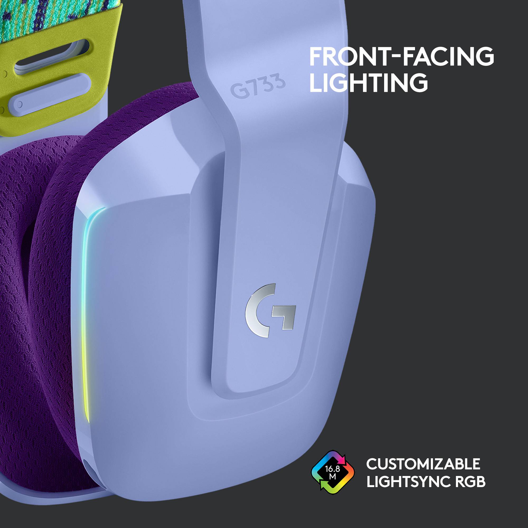 Logitech Gaming G733 LIGHTSPEED Cuffie On Ear Senza fili (via radio) 7,1 Surround Viola regolazione del volume Gaming-12