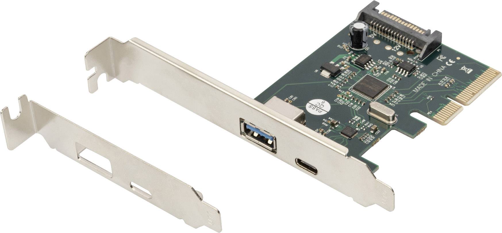 Scheda di espansione PCIe con porte USB per ampliare la funzionalità USB di un computer. Include staffa di montaggio.