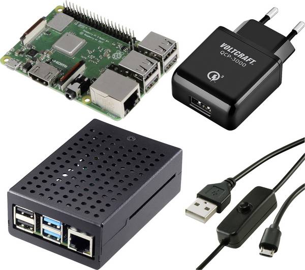 TRU COMPONENTS Pure Set Raspberry Pi® 3 B+ 1 GB 4 x 1.4 GHz incl. cavo di alimentazione, incl. custodia