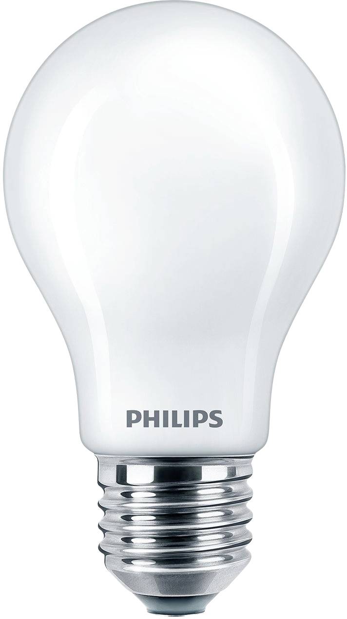 Una lampadina bianca con attacco a vite su cui è scritto 'Philips'.