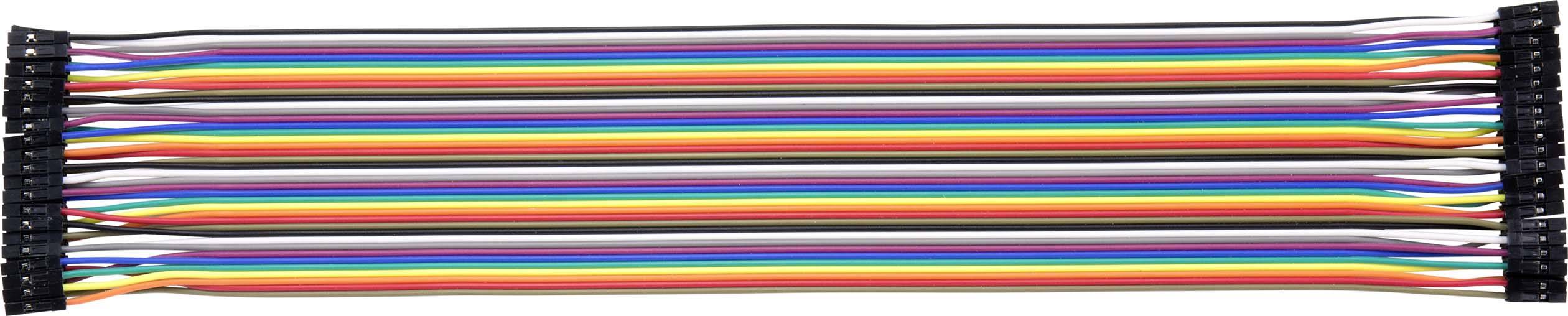 Cavi jumper multicolore con connettori ad entrambe le estremità, comunemente utilizzati per progetti elettronici.