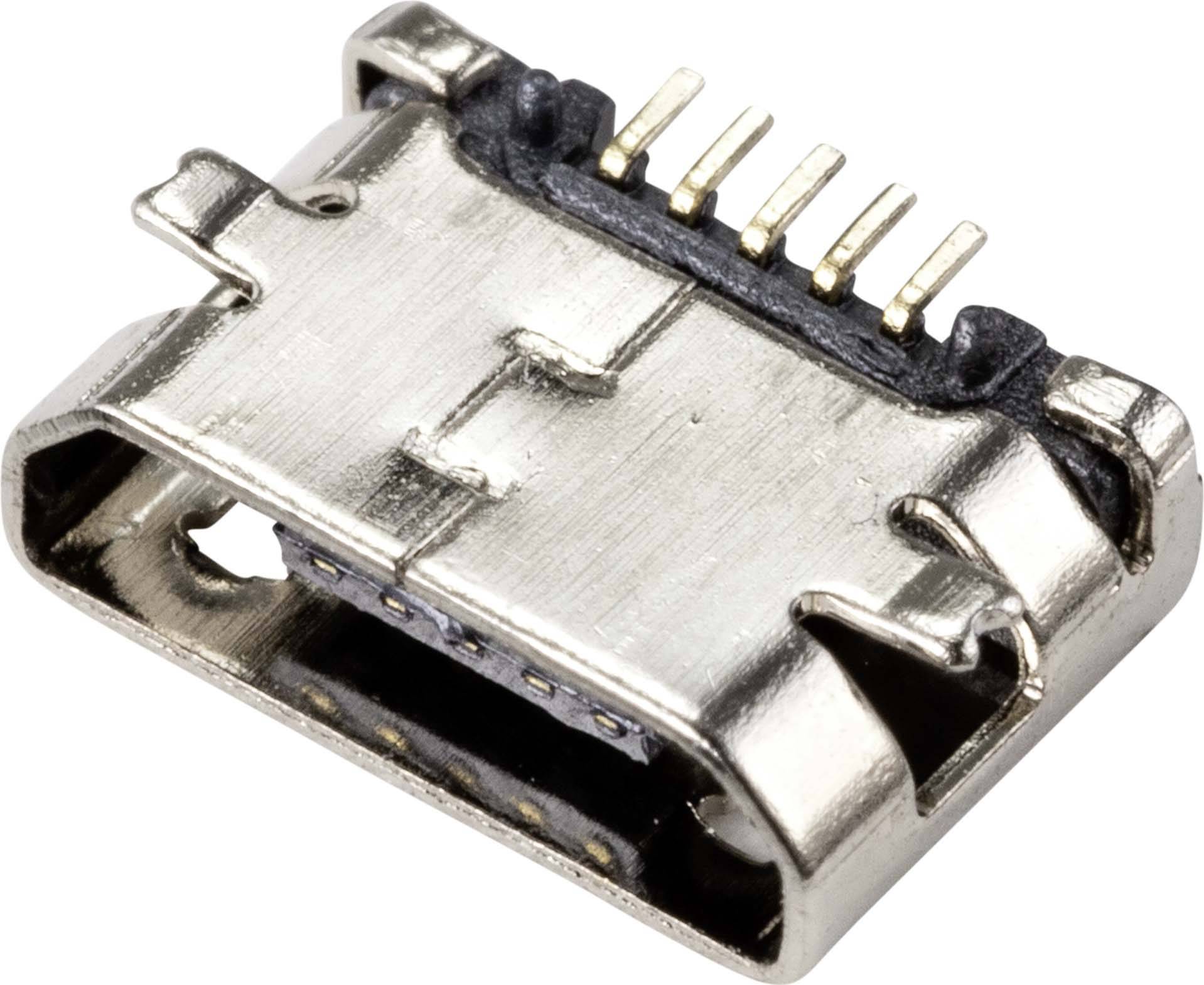 Un connettore metallico con più pin dorati, tipicamente utilizzato per collegare dispositivi elettronici.
