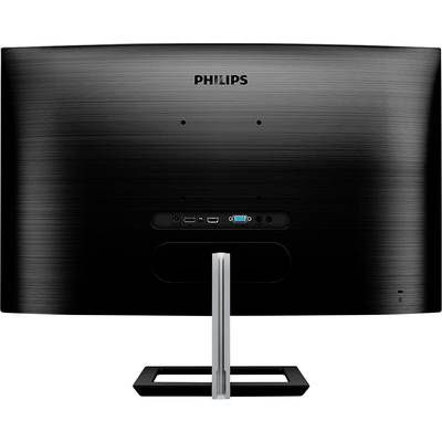 Retro di un monitor nero Philips con porte: HDMI, DisplayPort e VGA. Design essenziale con base metallica.