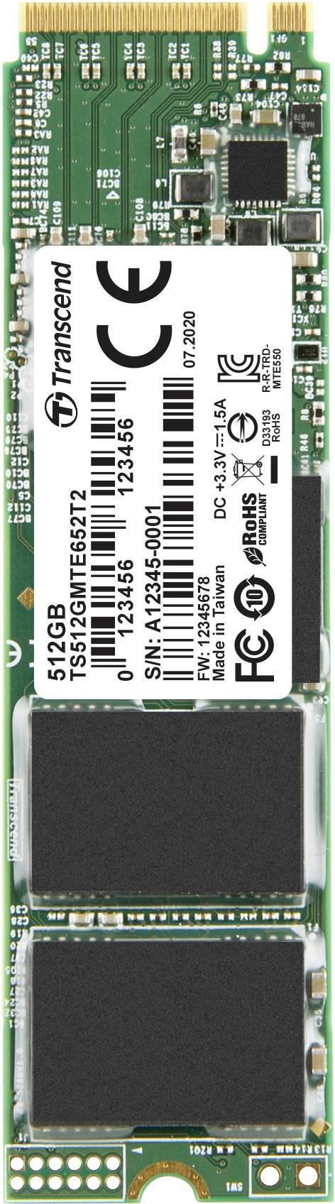 Transcend MTE652T2 512 GB SSD interno NVMe/PCIe M.2 PCIe NVMe 3.0 x4 Industrial TS512GMTE652T2