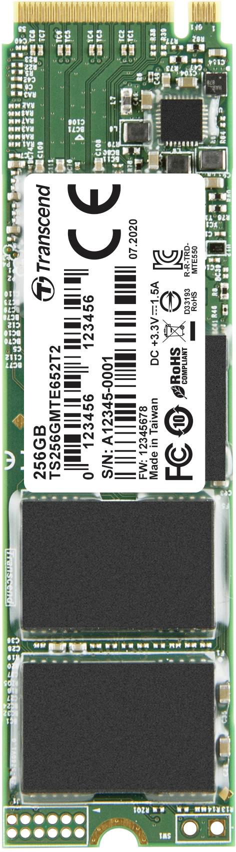 Transcend MTE652T2 256 GB SSD interno NVMe/PCIe M.2 PCIe NVMe 3.0 x4 Industrial TS256GMTE652T2