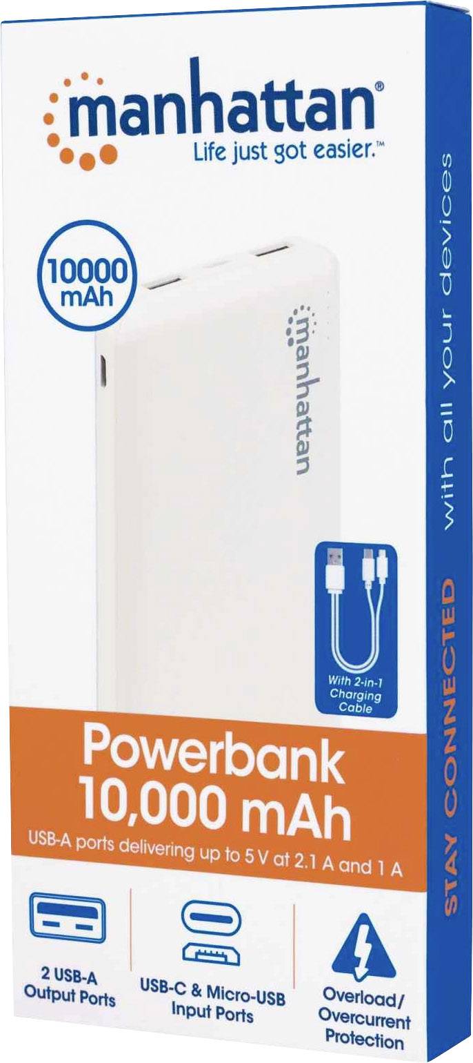 Manhattan Ladegerät Power bank 10000 mAh Litio Bianco Indicazione di stato-5