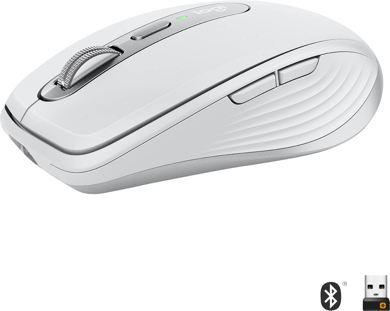 Logitech MX Anywhere 3 Mouse Bluetooth®, Senza fili (radio) Laser Grigio chiaro 6 Tasti 1000 dpi Ricaricabile