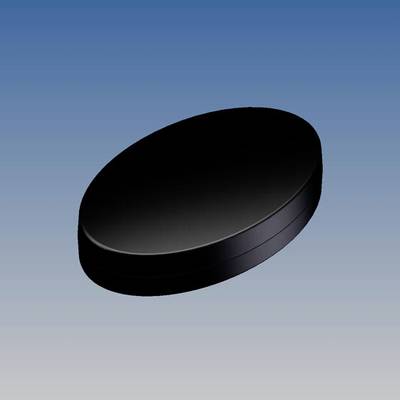 Disco da hockey nero che fluttua su uno sfondo blu.