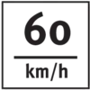 Un cartello stradale in bianco e nero indica un limite di velocità di 60 km/h.
