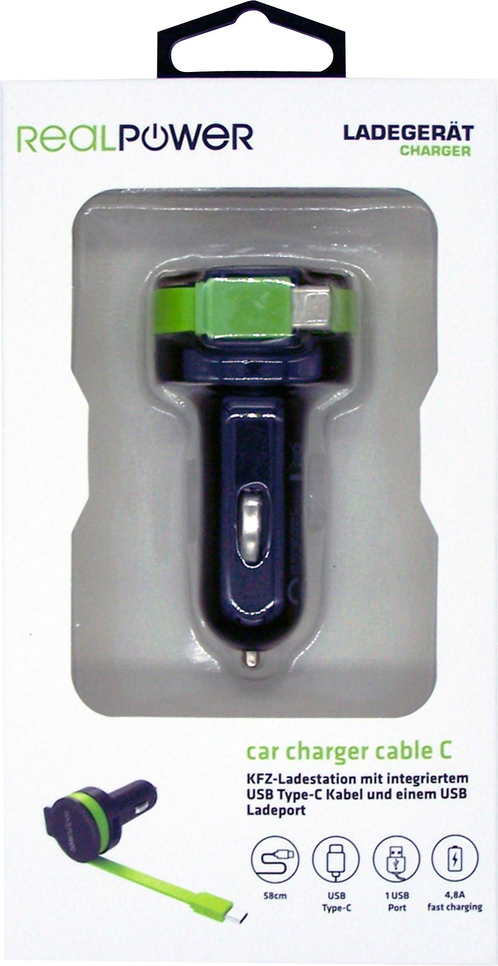 RealPower 257636 Ladegerät für Mobilgeräte Schwarz - Grün Auto (257636)-2