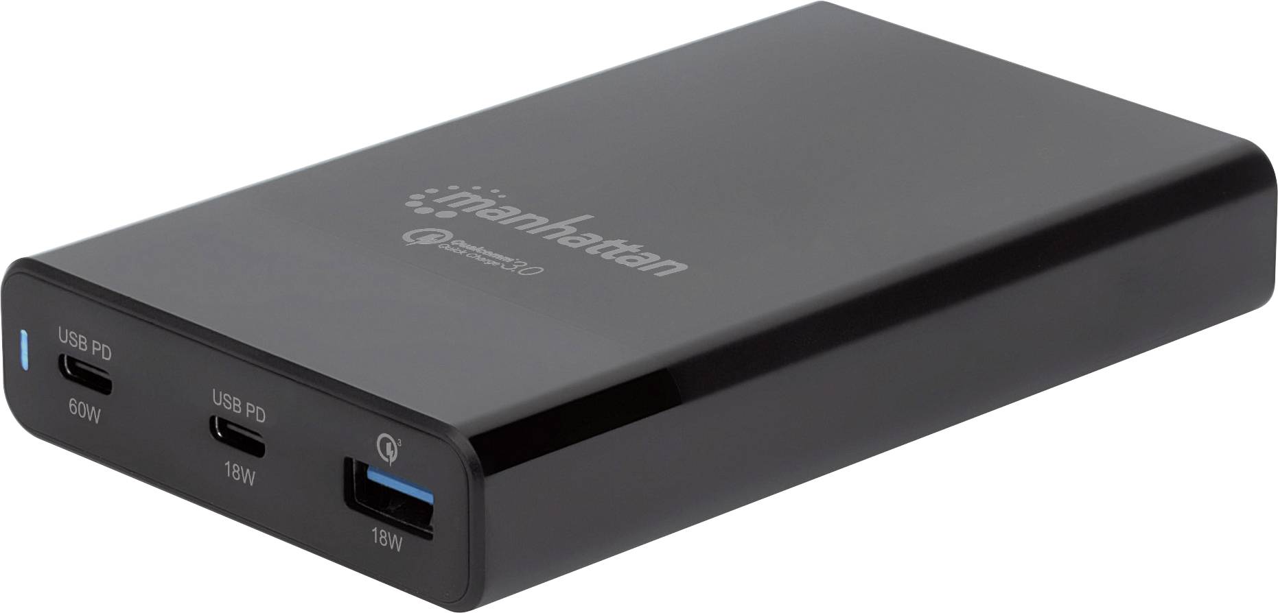 Manhattan 102223 organizzatore per stazioni di carica Nero IPW-USB-65W-3