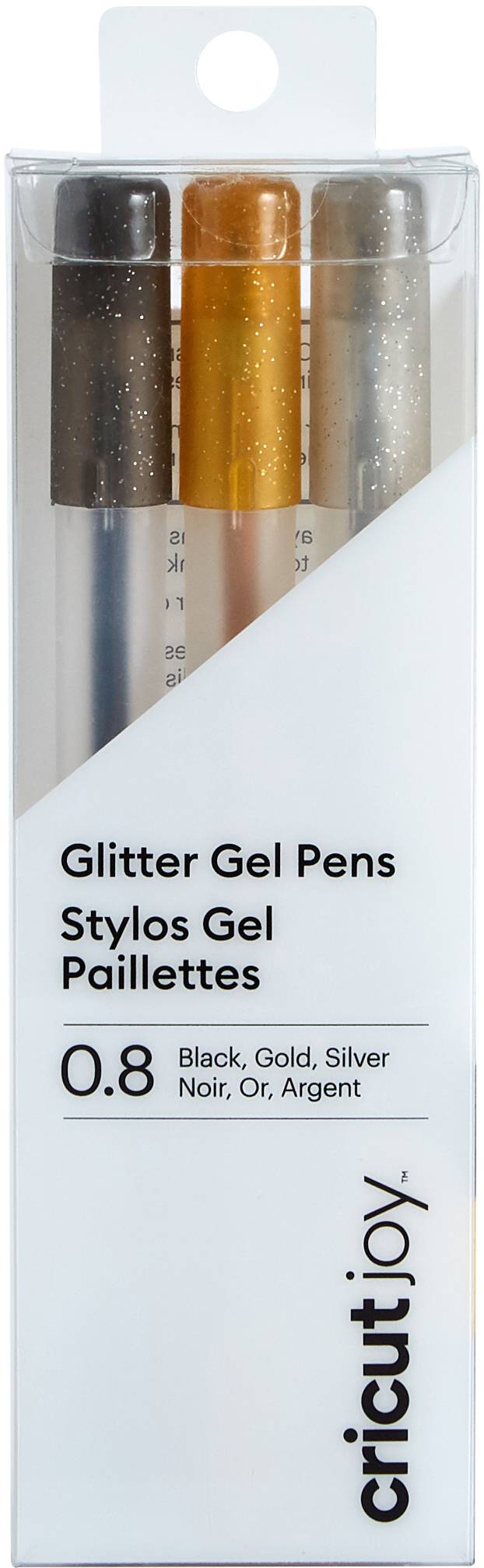 Cricut GLITTER Set di pennini Nero, Argento, Oro