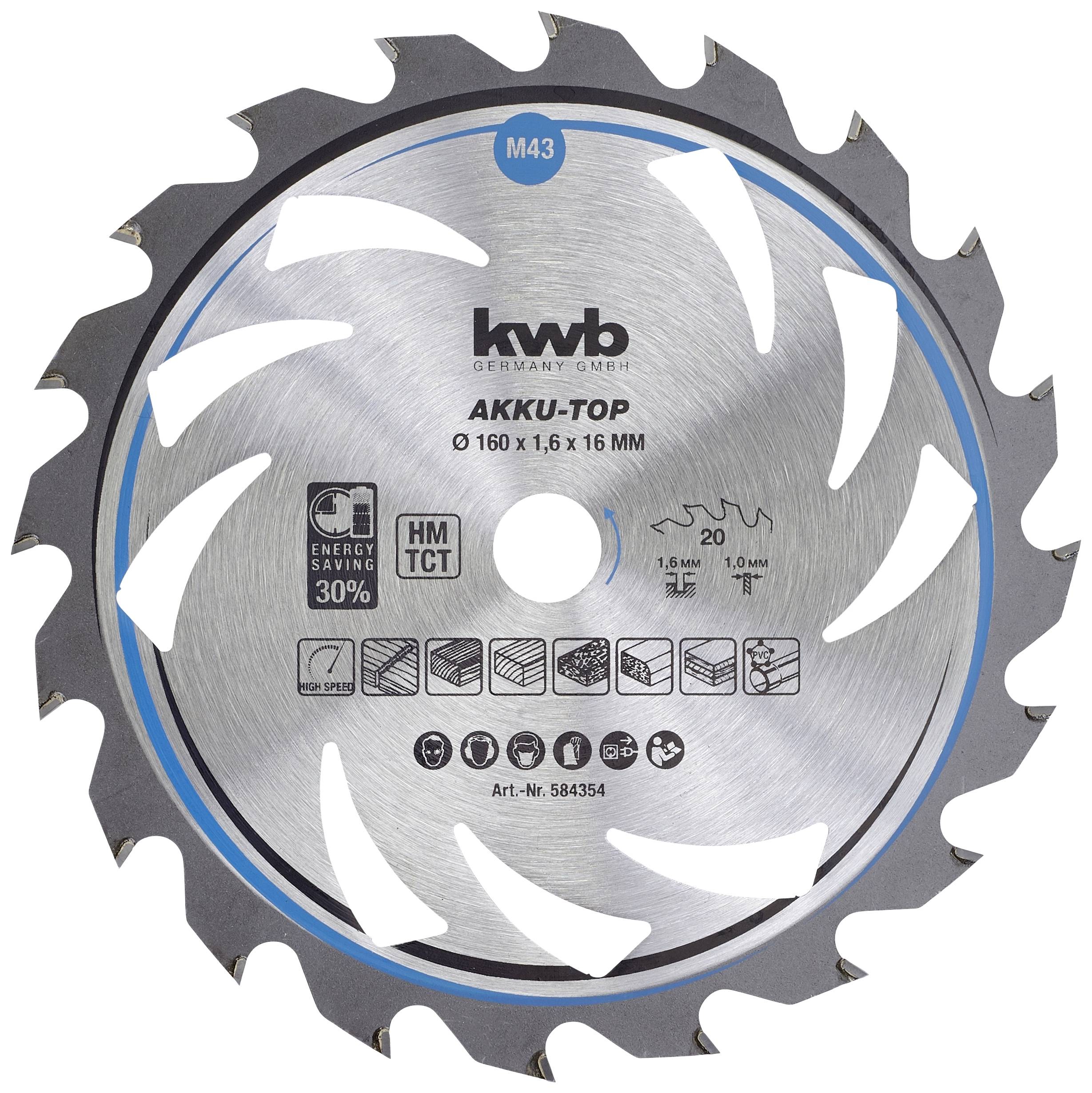 kwb 584354 Lama circolare in metallo duro 160 x 16 x 1 mm Numero di denti: 20 1 pz.