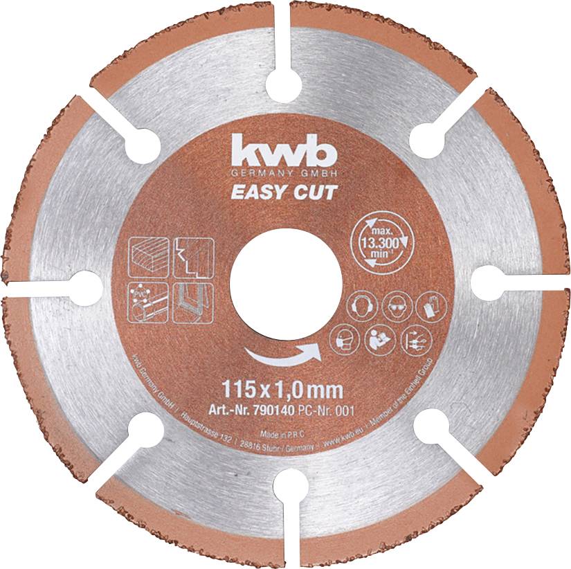 'Kwb Easy Cut Disco da taglio 115 x 1,0 mm, adatto per diversi materiali. Velocità massima 13.300 giri/min.'