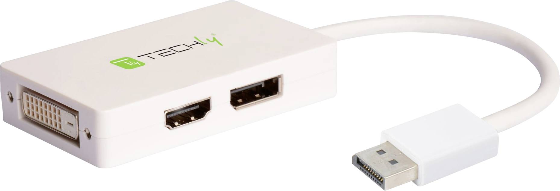 TECHLY Adattatore DisplayPort a DVI/HDMI/DP 3-in-1 Bianco-0