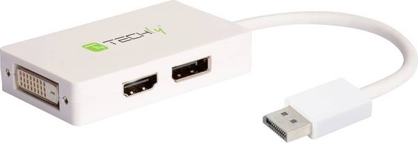 TECHLY Adattatore DisplayPort a DVI/HDMI/DP 3-in-1 Bianco