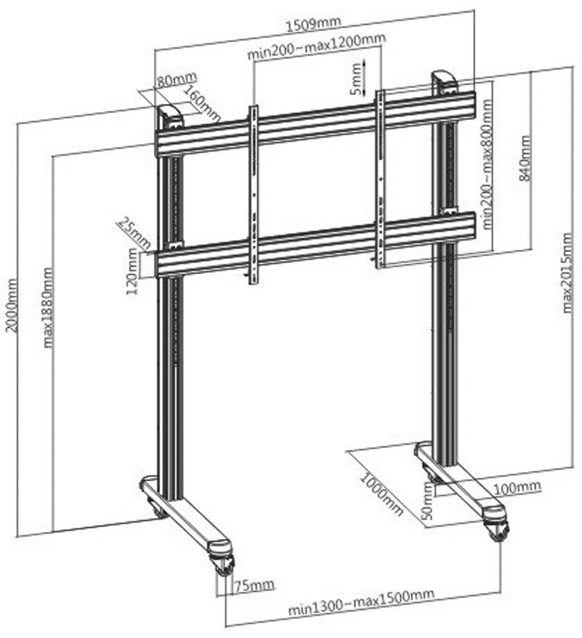 Trolley da Pavimento Mobile per TV LCD/LED/Plasma 70-120''-10