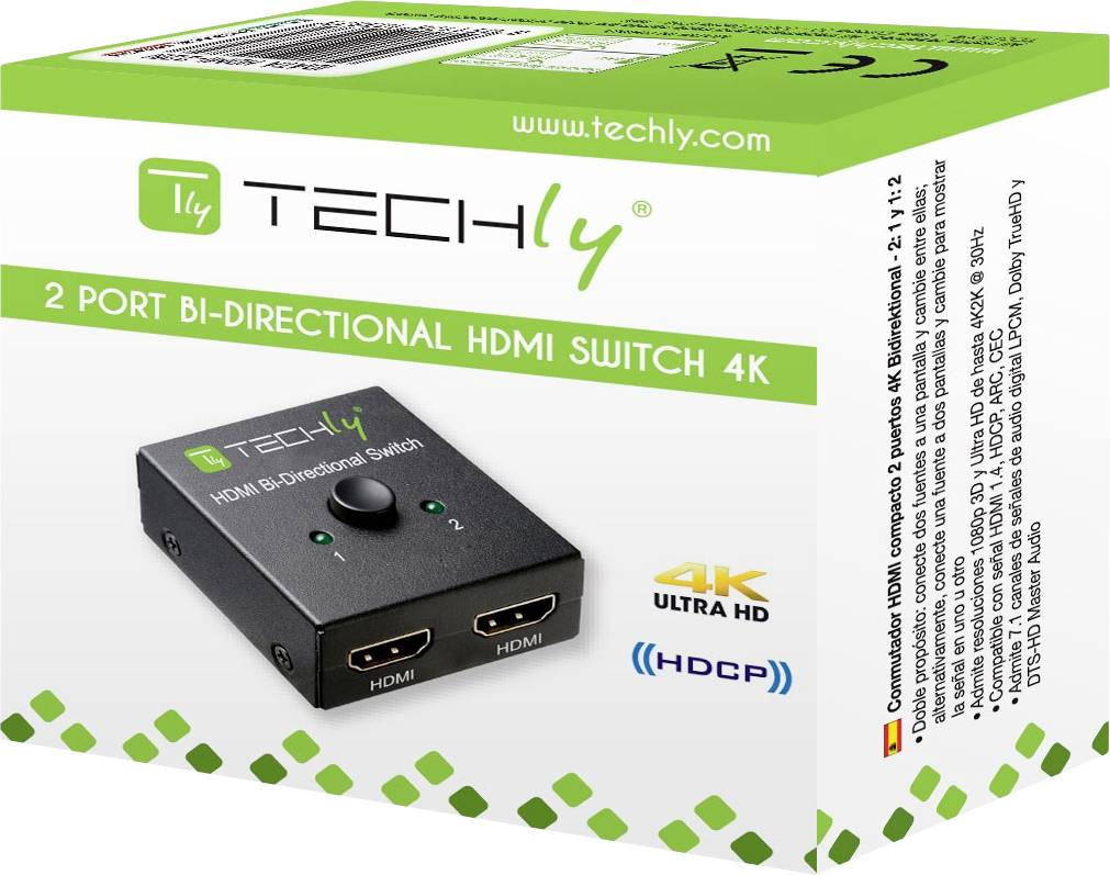 TECHly IDATA-HDMI-22BI2 Switch HDMI Display a LED 3840 x 2160 Pixel Multicolore-1