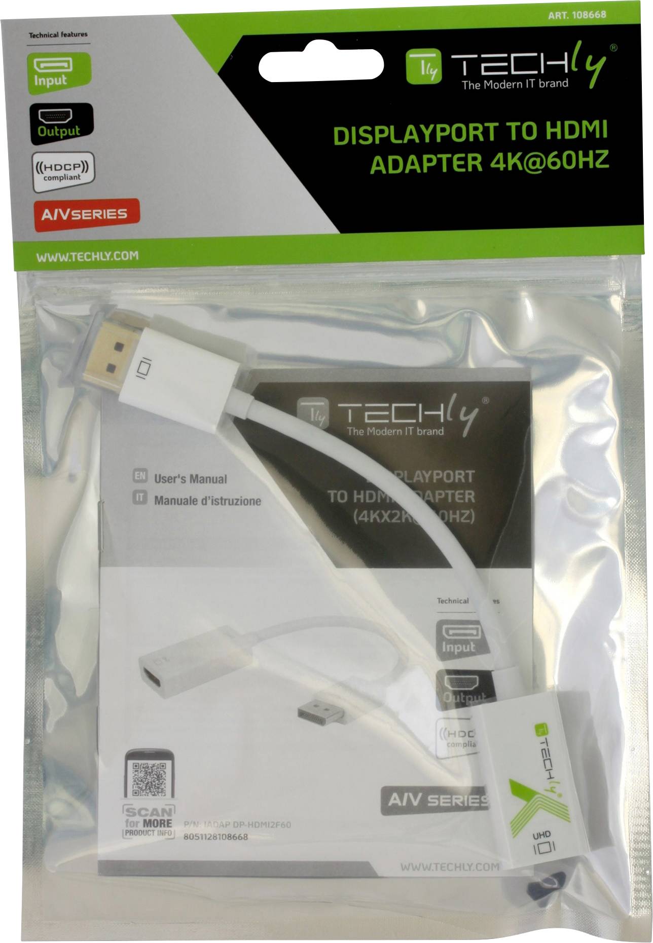 Adattatore Attivo Displayport 1.2 Maschio HDMI Femmina 4K 60Hz 15 cm Bianco-1