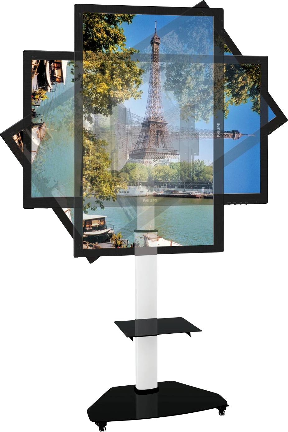 TECHly ICA-TR3WH Carrello per TV 94,0 cm (37") - 177,8 cm (70") Regolabile in altezza, Rotante Per montaggio verticale-1