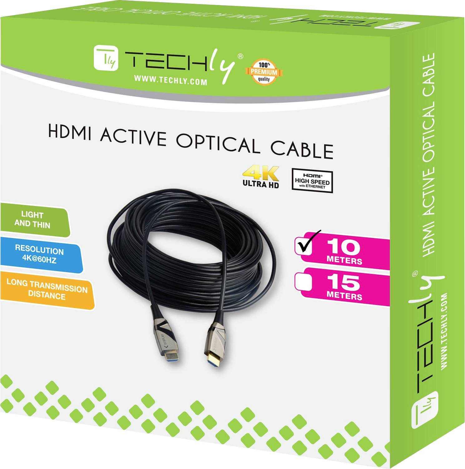 TECHly HDMI Cavo Spina HDMI-A 10.00 m Nero ICOC-HDMI-HY2-010 Canale di ritorno Cavo HDMI-2