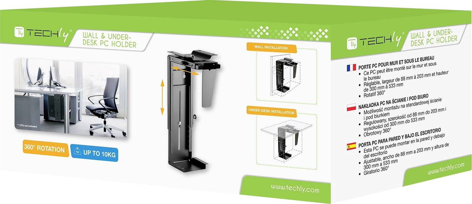 Supporto per PC TECHly Tavolo/Parete ICA-CS-66 ICA-CS-66 Nero Carico massimo fino a=10 kg-5