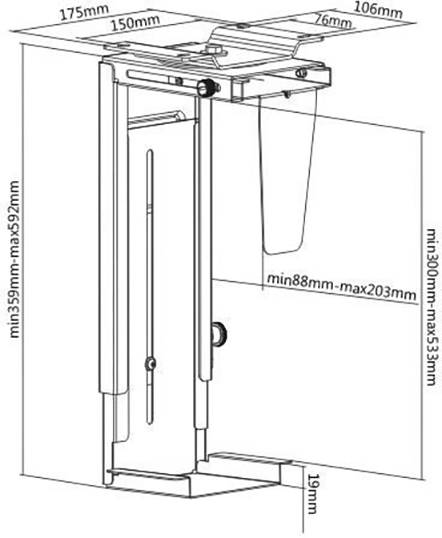 Supporto per PC TECHly Tavolo/Parete ICA-CS-66 ICA-CS-66 Nero Carico massimo fino a=10 kg-8