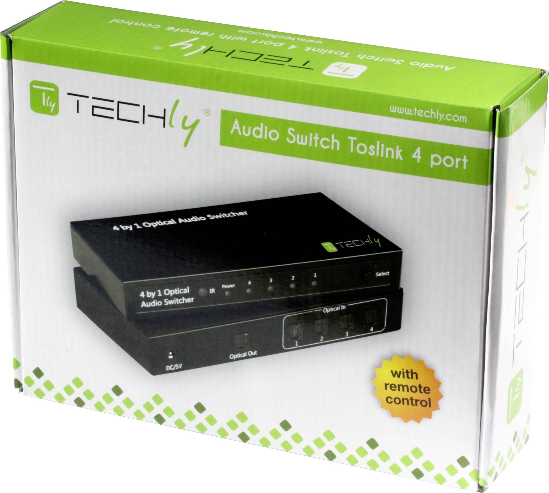 Techly Switch Audio Toslink 4 Porte con Telecomando IR IDATA TOS-SW4 IDATA TOS-SW4-5