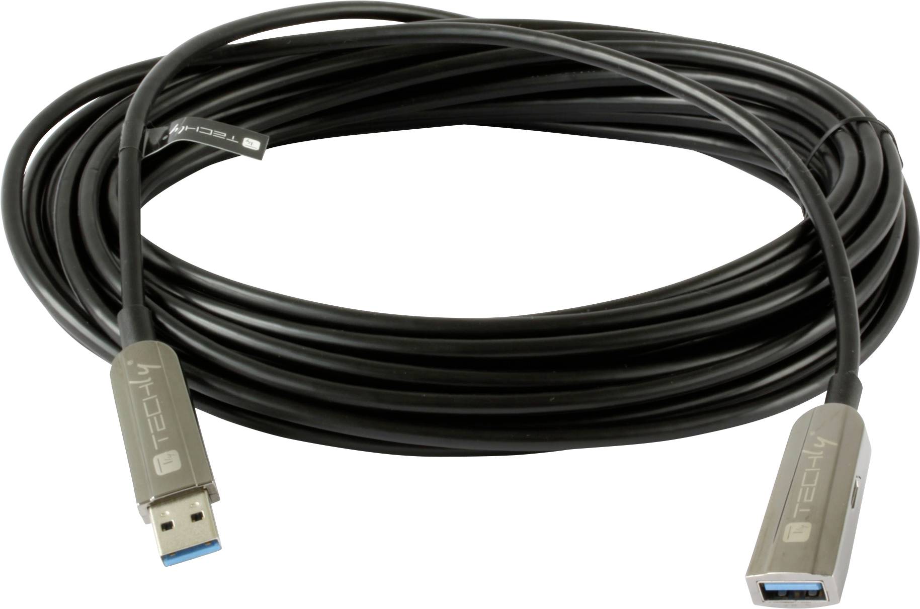 TECHLY Cavo Ottico Attivo USB 3.0 SuperSpeed AOC USB A M/F 30m Nero Nero 30 m-0