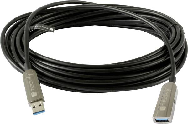 TECHLY Cavo Ottico Attivo USB 3.0 SuperSpeed AOC USB A M/F 30m Nero Nero 30 m