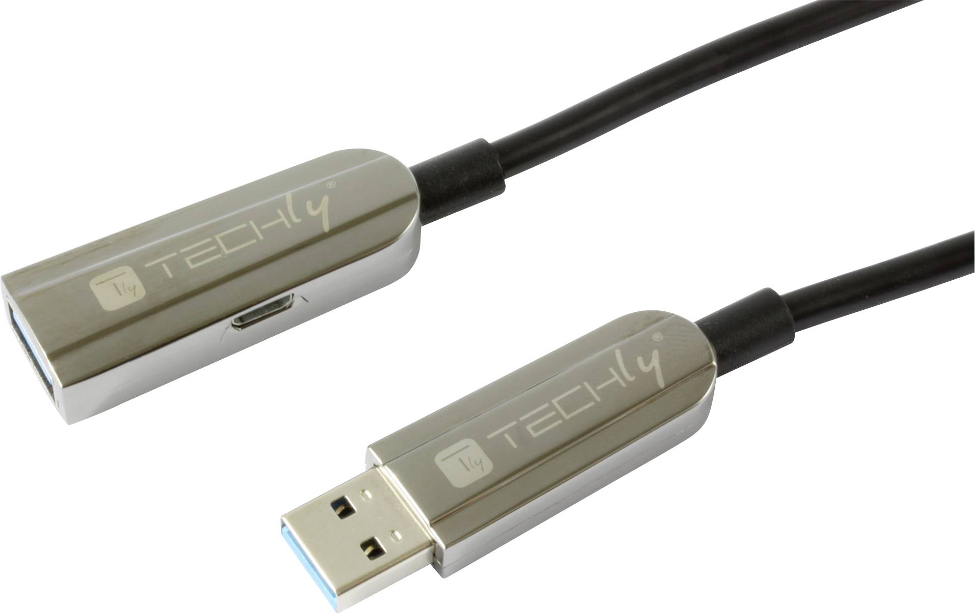 TECHLY Cavo Ottico Attivo USB 3.0 SuperSpeed AOC USB A M/F 30m Nero Nero 30 m-1