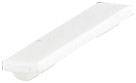Oggetto bianco, allungato in prospettiva ascendente, probabilmente un componente tecnico o elettrico.