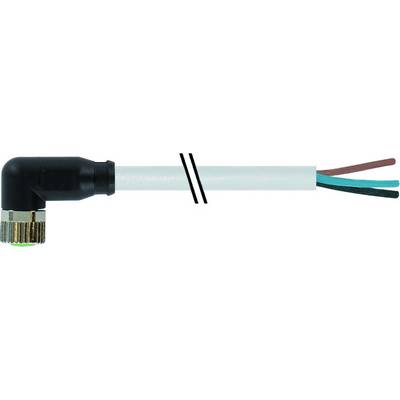 Una spina elettrica angolata con tre fili aperti di colori diversi, adatta per connessioni elettriche.