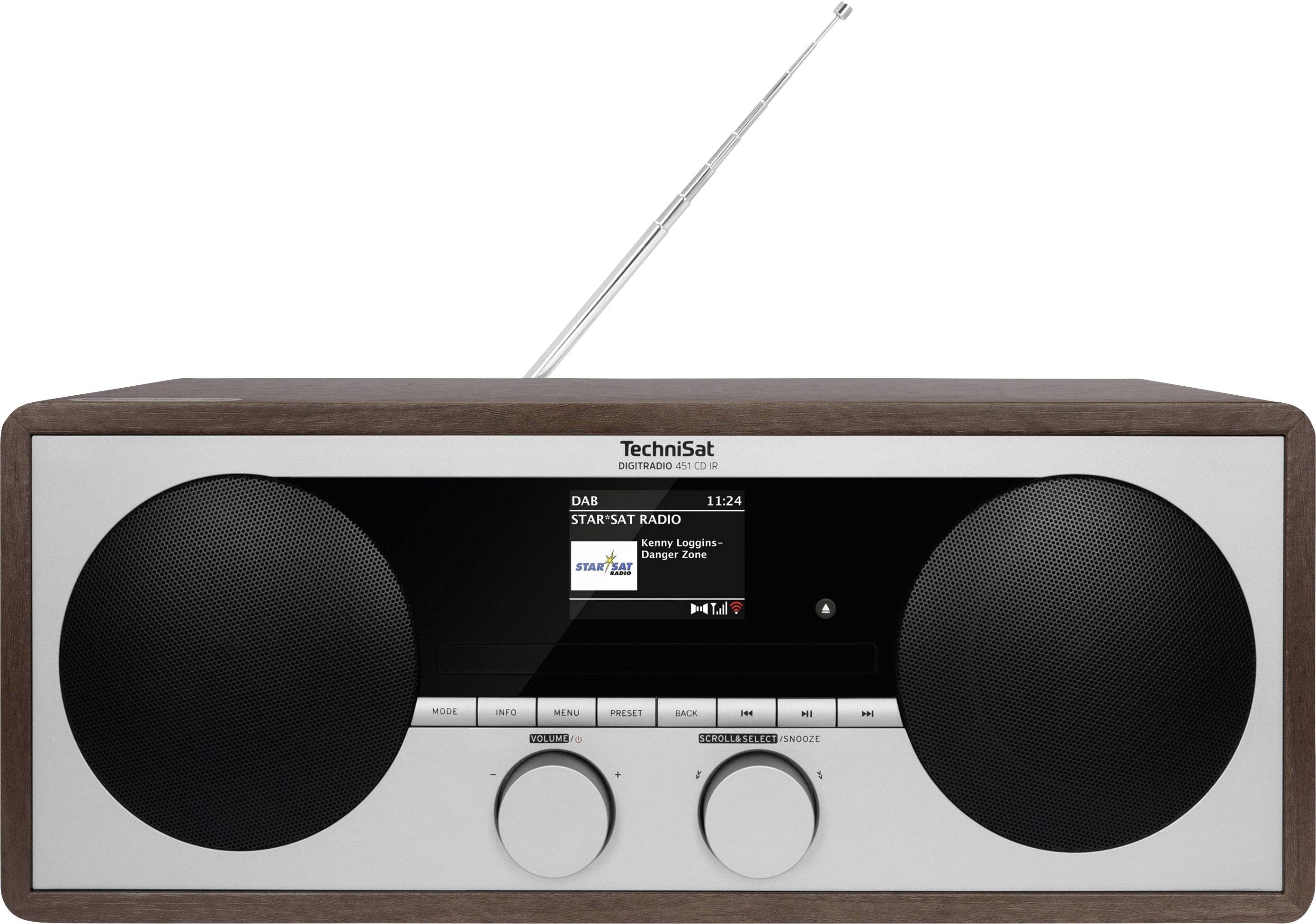 TechniSat Radio Internet da tavolo Internet, DAB+, FM AUX, Bluetooth, USB, WLAN, Internetradio incl. telecomando, Spotify Legno (scuro)