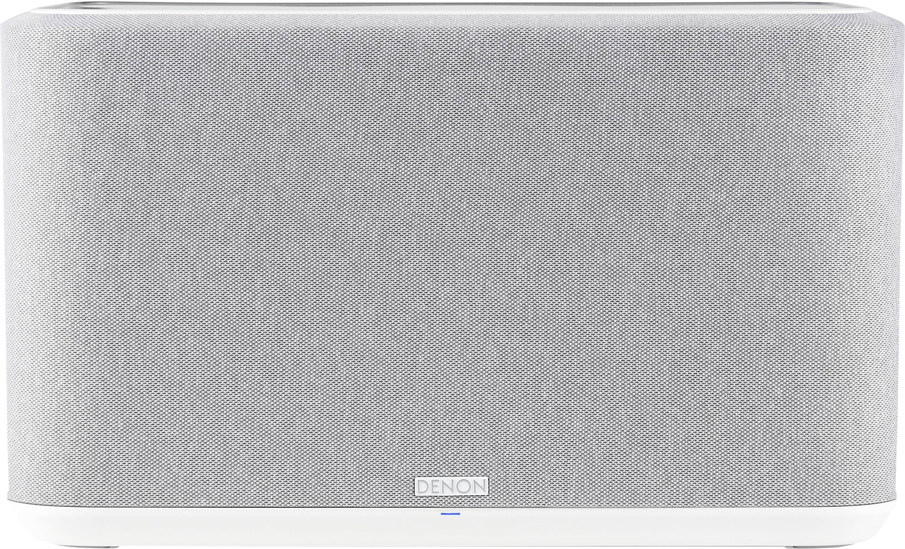Altoparlante wireless grigio con rivestimento in tessuto, di forma rettangolare, contrassegnato da un logo discreto nella parte inferiore anteriore.