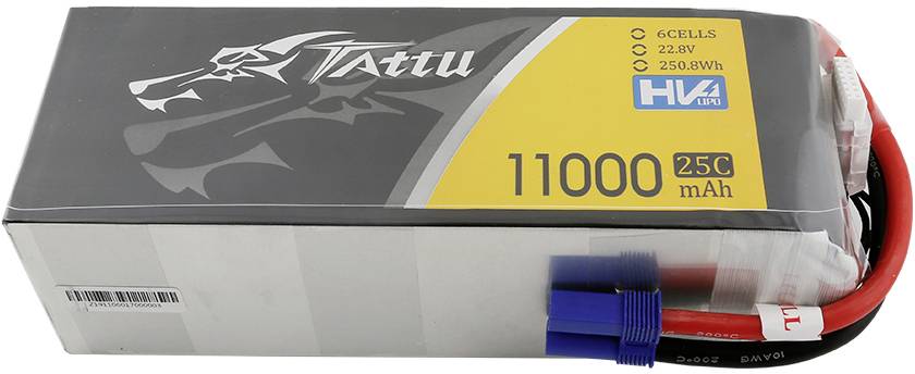 Tattu Batteria ricaricabile LiPo 22.8 V 11000 mAh Numero di celle: 6 25 C Softcase EC5