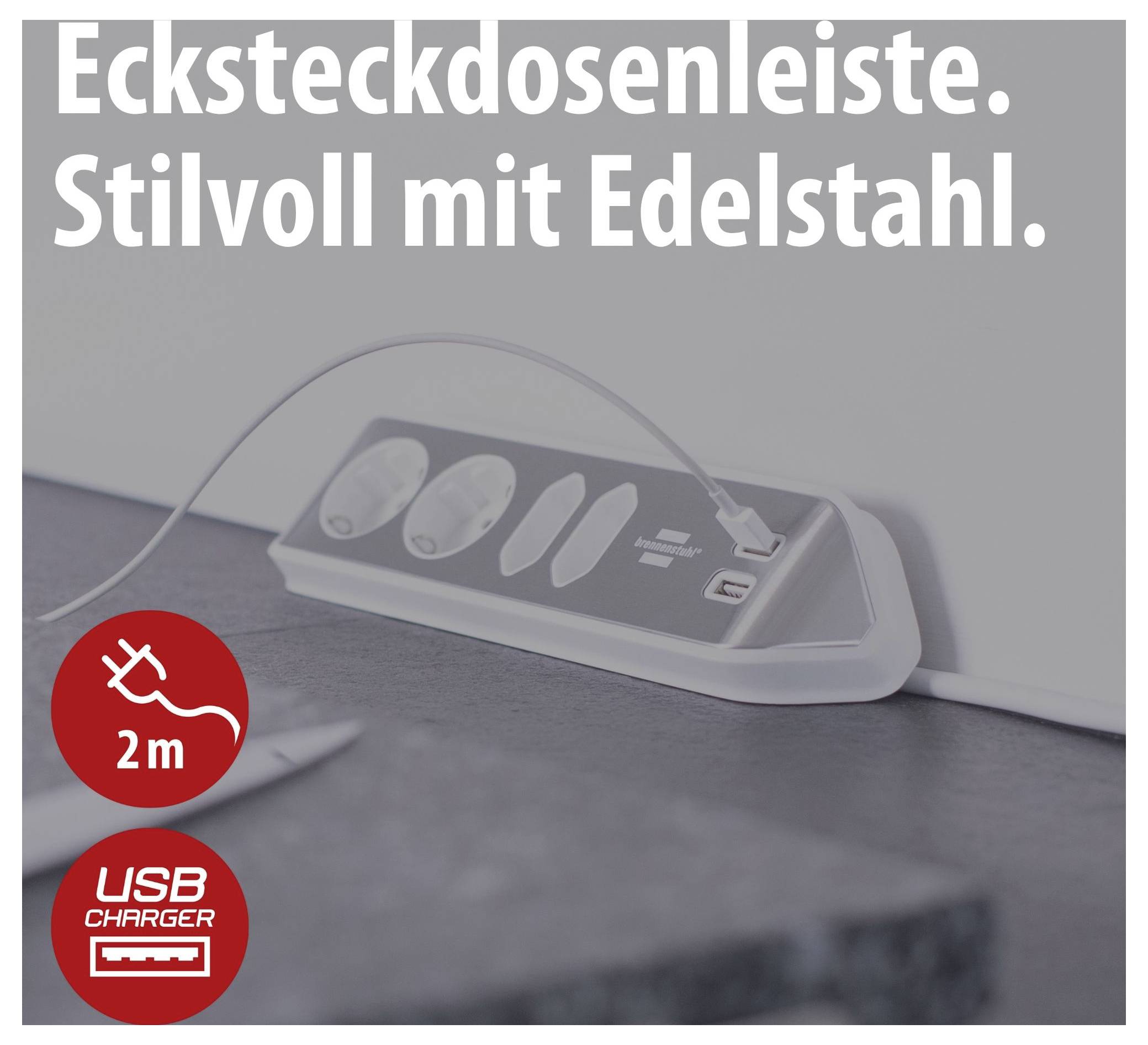 Brennenstuhl 1153590420 Presa di corrente 1 pezzo Argento, Bianco Schuko 1 pz.-1