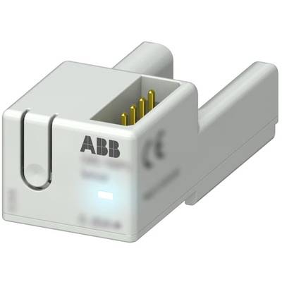 Un adattatore elettrico grigio con il logo 'ABB' e un indicatore LED illuminato. L'adattatore è progettato per la connessione con dispositivi elettronici.