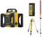 Set laser rotante con dispositivo laser, telecomando, treppiede e asta di misurazione. Ideale per livellamento e rilievi precisi nei cantieri edili.