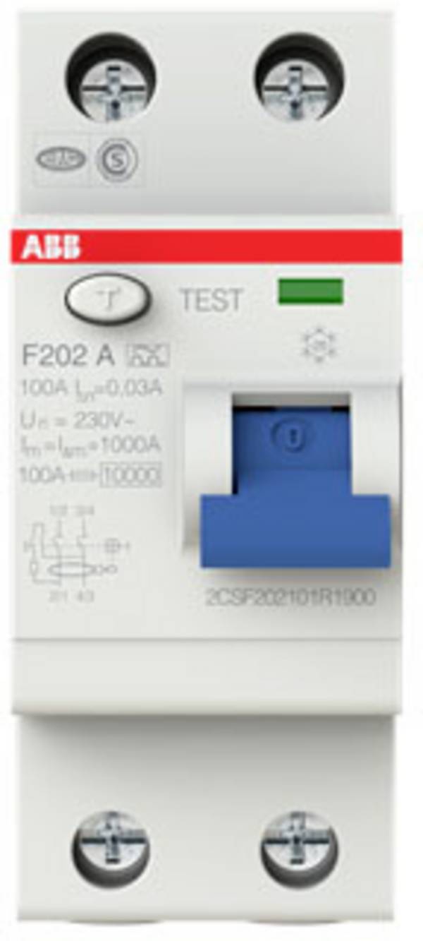 ABB 2CSF202101R1900 F202 A-100/0,03 Interruttore differenziale A 2 poli 100 A 0.03 A 230 V
