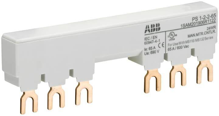 ABB 1SAM201906R1122 Barra collettrice trifase PS1-2-2-65 per 2 MS116 / MS132 con 2 HK/SK, IE=65A Sbarre collettrici 10 mm² 65 A 1 pz.