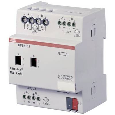 Modulo attuatore 'ABB i-bus® KNX' per il controllo di carichi elettrici, con molteplici connessioni e indicatori di stato.