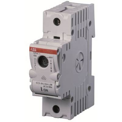 Interruttore magnetotermico grigio-bianco con dettagli rossi, dimensionato per 63A a 400V, produttore ABB.