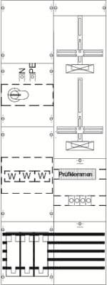 Uno schema elettrico mostra un cablaggio di rete con simboli per WLAN, modulo di test e connessioni elettriche.